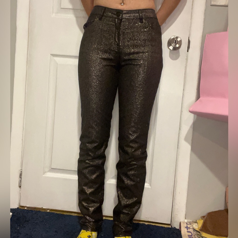 H&M Brown Metallic skinny jeans denim (womens size 4 US)
